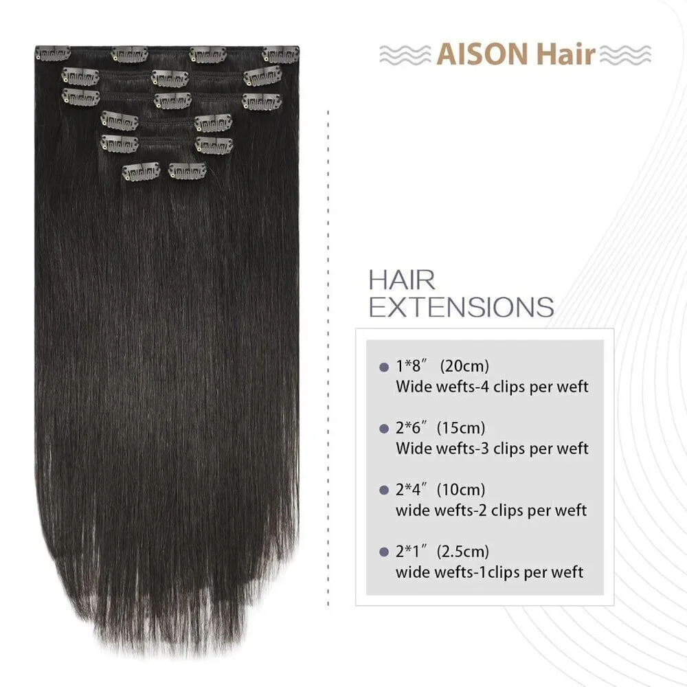 Dark Brown Clip in Hair Extensions Real Human Hair 70G Remy Human Hair Clip in E